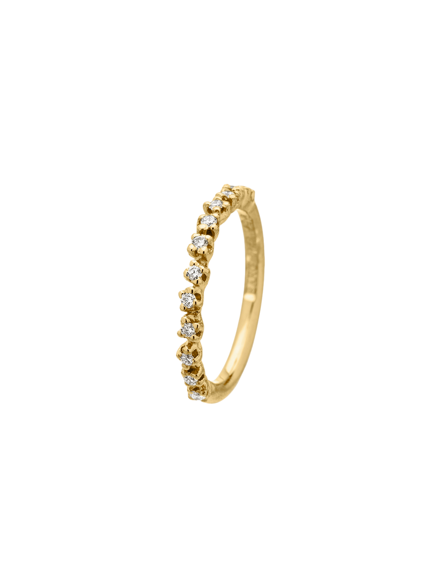 Frosty half eternity, low set ring in 18k yellow gold with 0,18ct diamond